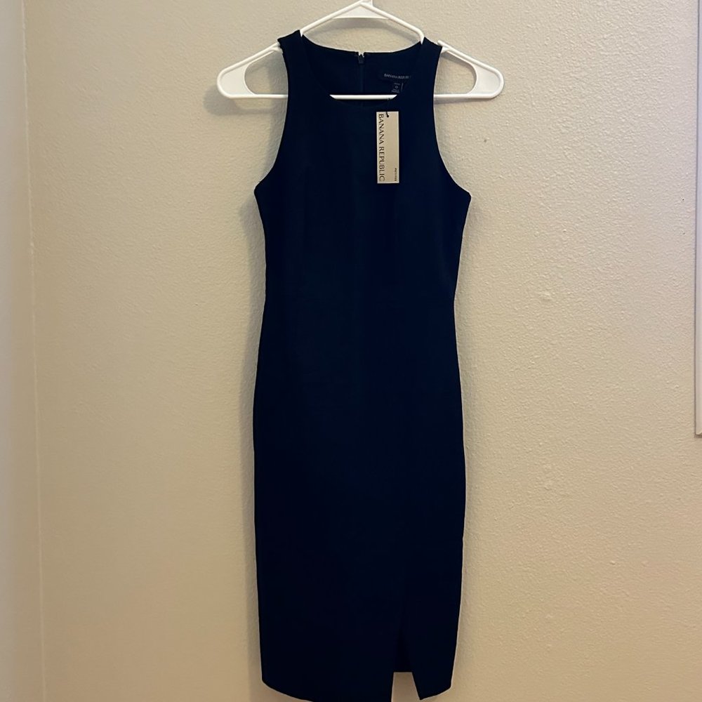 Black Banana Republic Midi Dress, 0 Petite, New w/ Tags